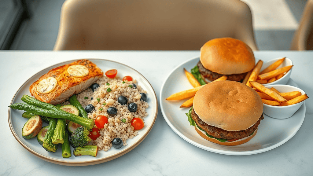 Comparison of healthy and unhealthy meals focusing on saturated fat effects