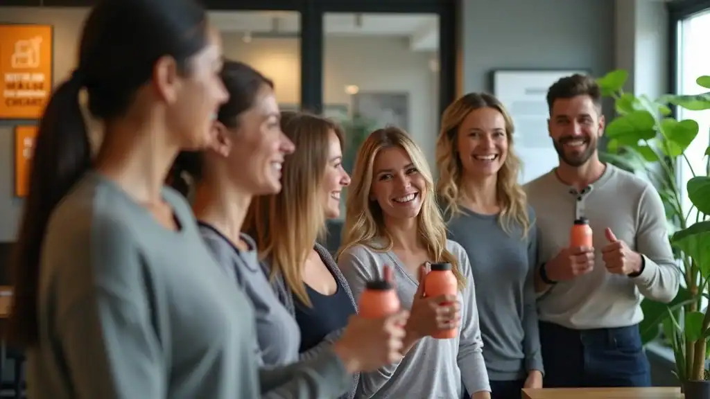 Corporate team participating in a wellness challenge, highlighting how fitness challenges and rewards elevate employee wellness