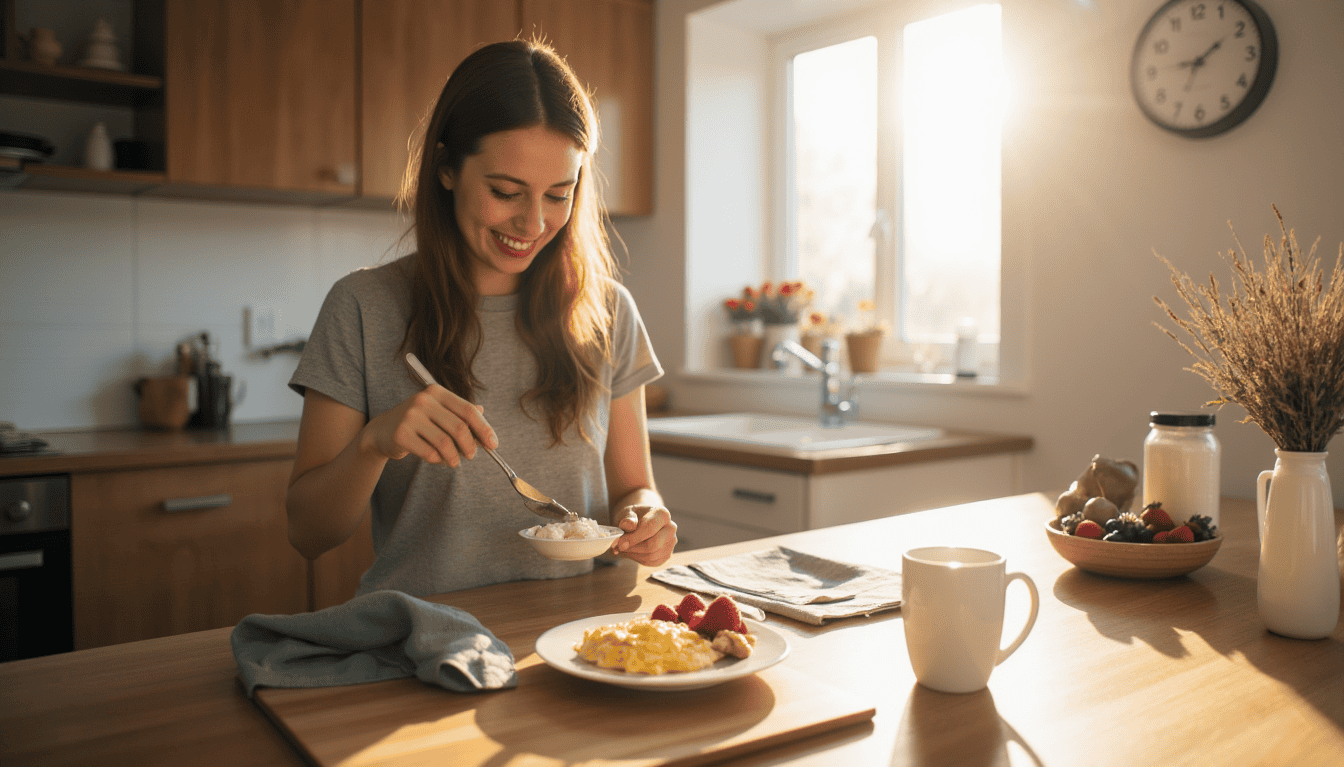 Weight loss tips for beginners: Preparing high-protein breakfast and gearing up for light morning exercise