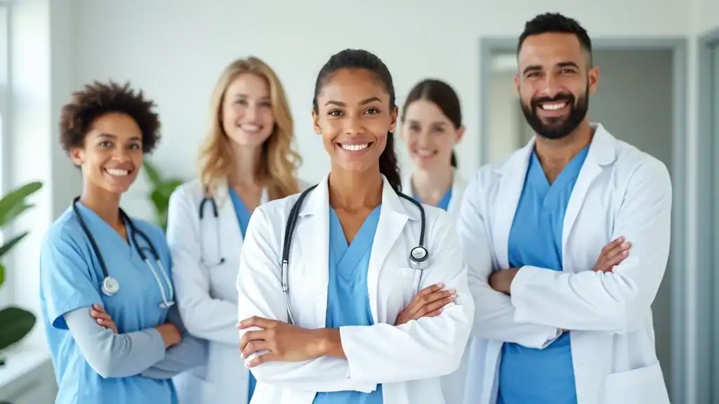 Reassuring healthcare team confident in guiding mental health practices