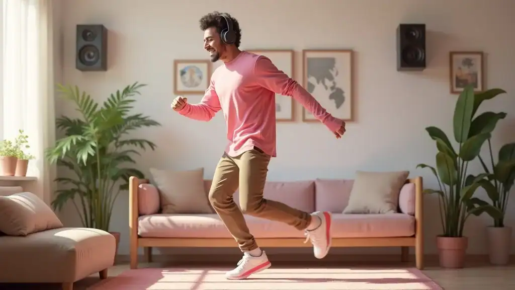 motivated beginner cardio home headphones dancing progress journal online fitness community