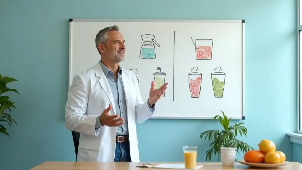 Nutrition expert debunking fat burner drink myths for weight loss, educational setting