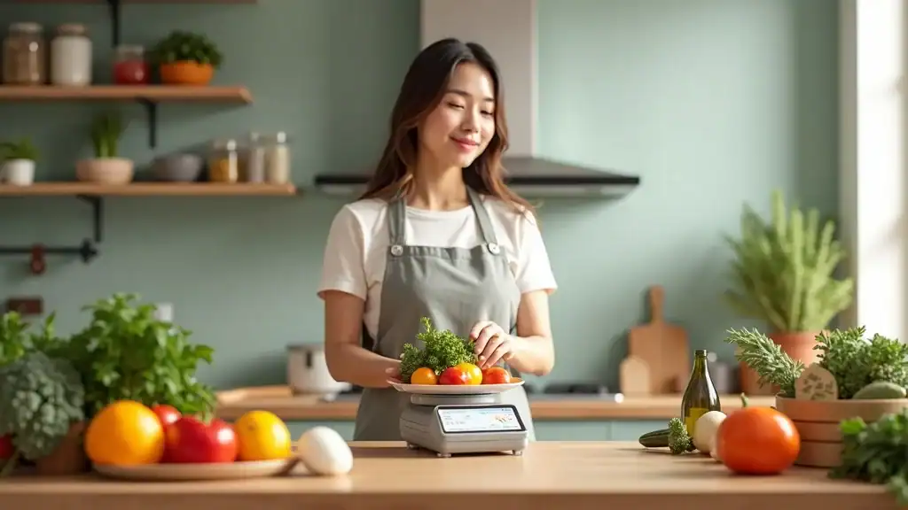 Person preparing balanced meal with focus on nutrition and energy intake for understanding weight loss mechanisms