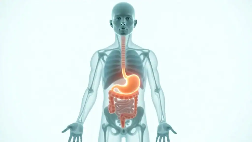 Diagram showing how can anxiety makes you feel sick impacts the digestive system and nervous system, with highlighted areas for gut and nerves