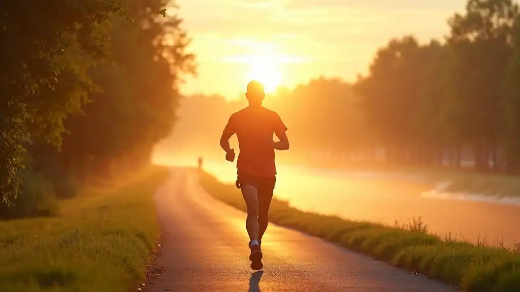 morning workout best time, adult jogging outdoors sunrise, weight loss, blood pressure benefits
