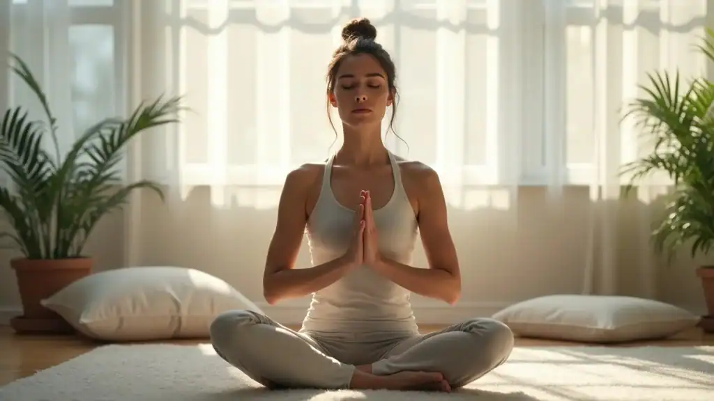Adult practicing mindfulness and relaxation techniques for chronic stress relief