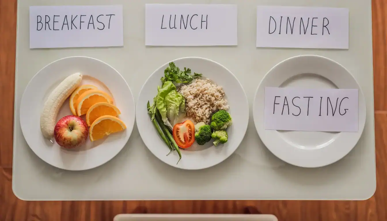 personalized intermittent fasting schedule discussed between nutritionist and patient with tablet in clinic setting
