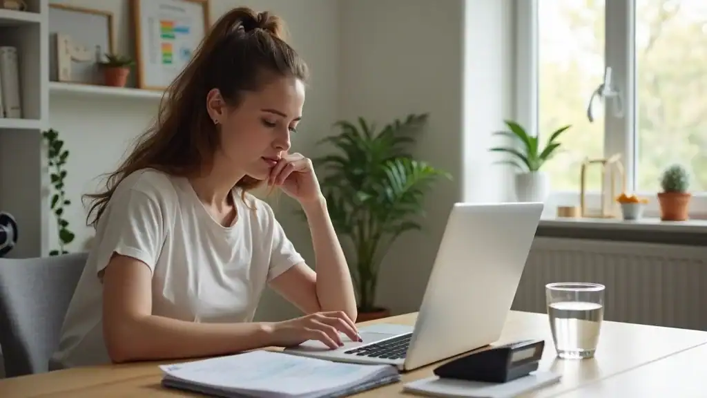 Individual calculating BMR and caloric intake using digital tools, applying calorie science definition