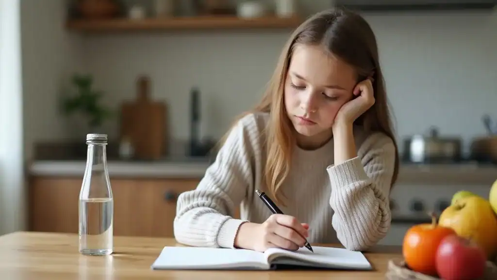 weight loss plan for beginners - individual writing in journal with fresh fruit