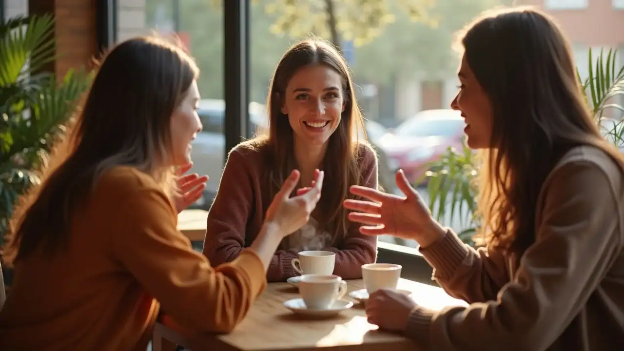 Social connections and support—people practicing mental health together in a cafe
