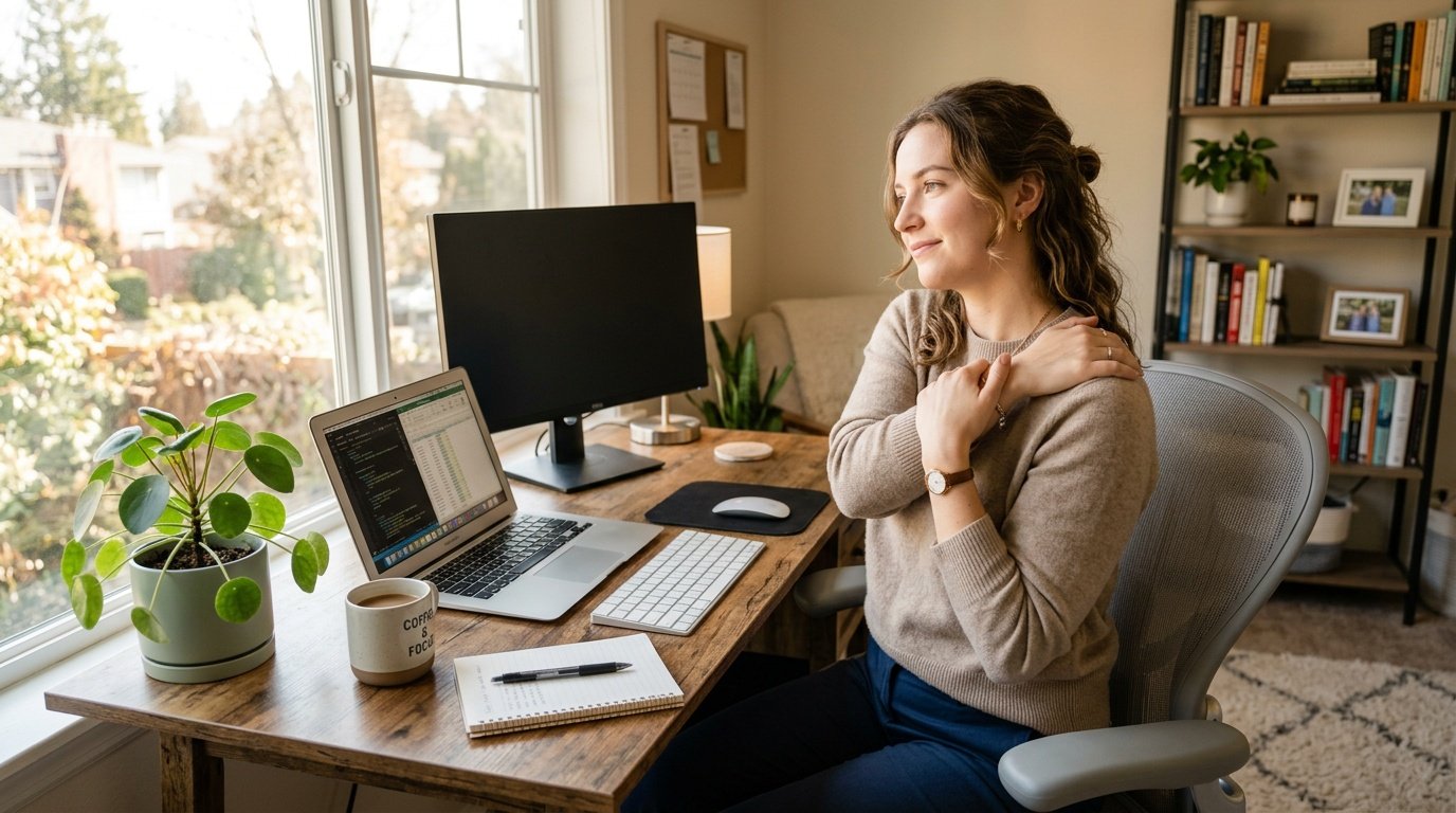 young adult easing back into a desk job during bariatric bypass recovery