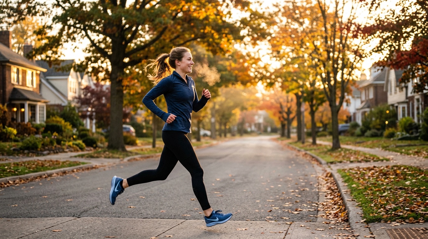 Young woman experiencing the benefits of daily exercise during a morning outdoor run