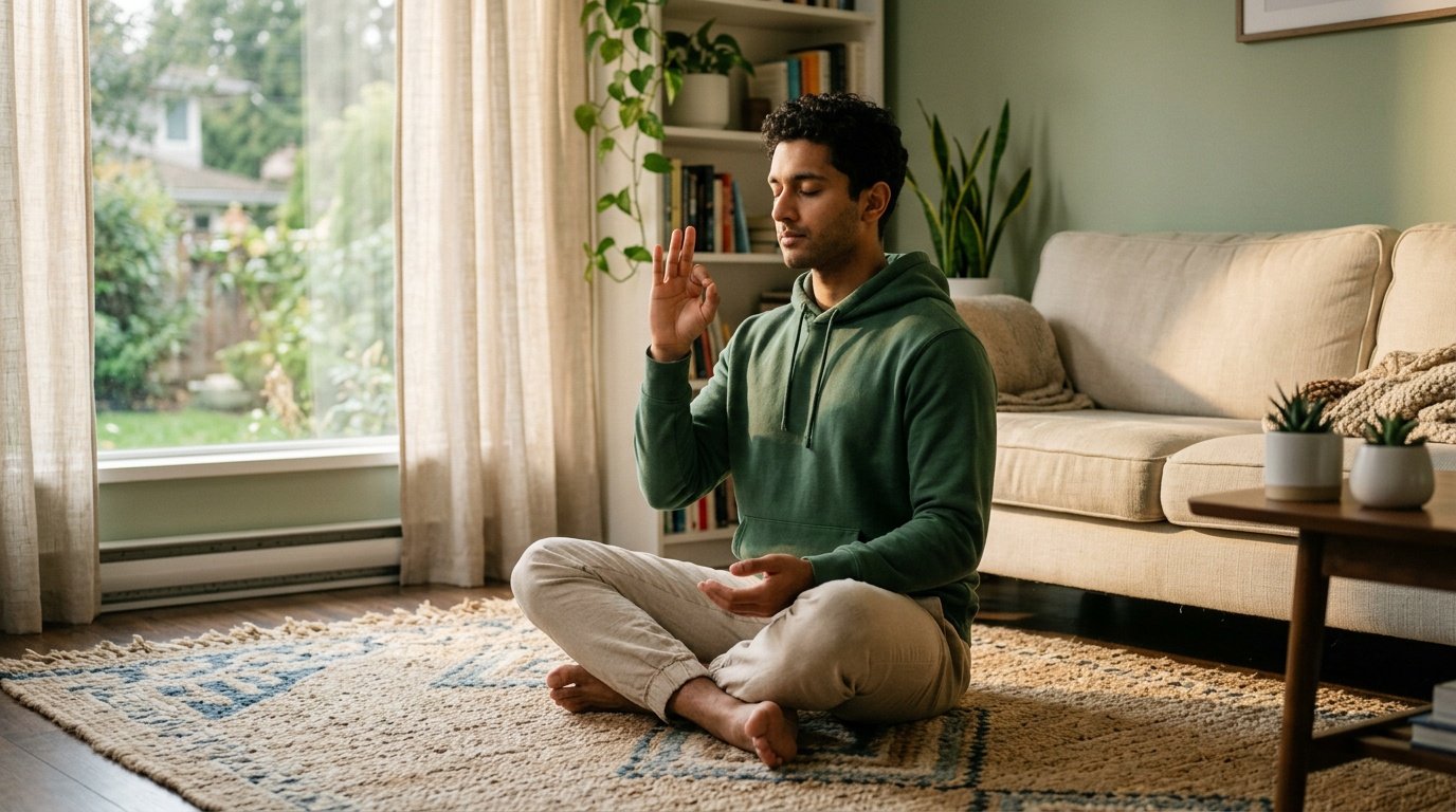 Person demonstrating box breathing, one of several breathing exercises for panic attacks