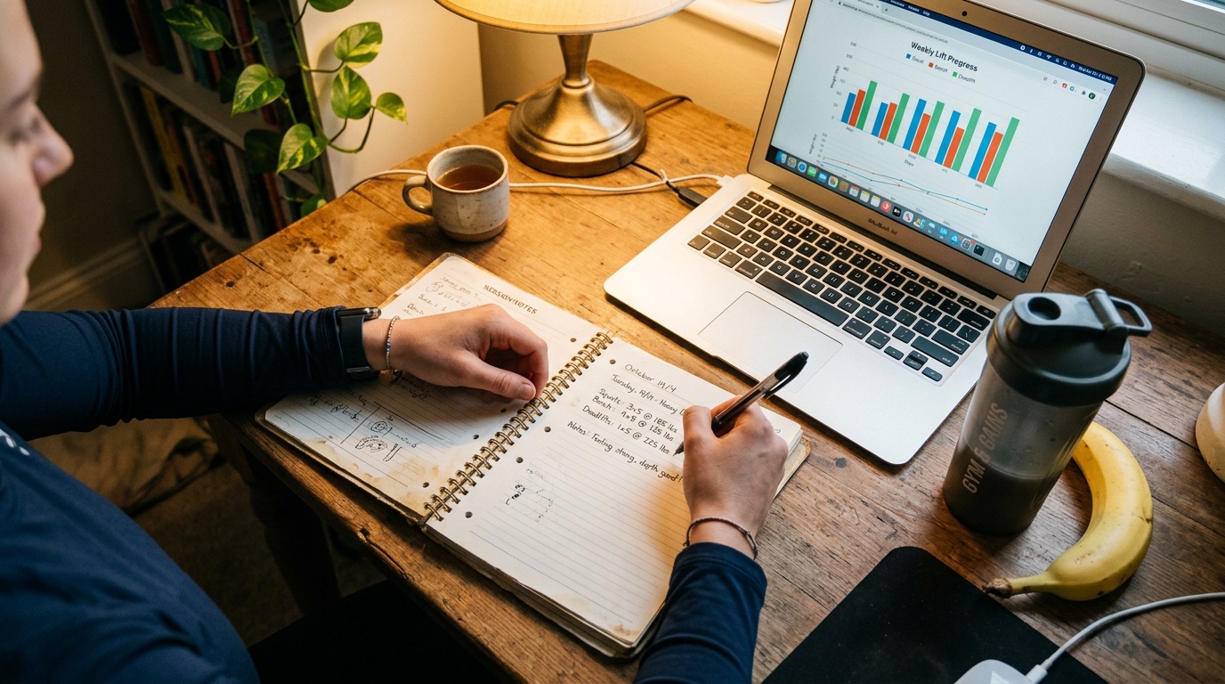 endurance athlete reviewing carbohydrate research in a training log