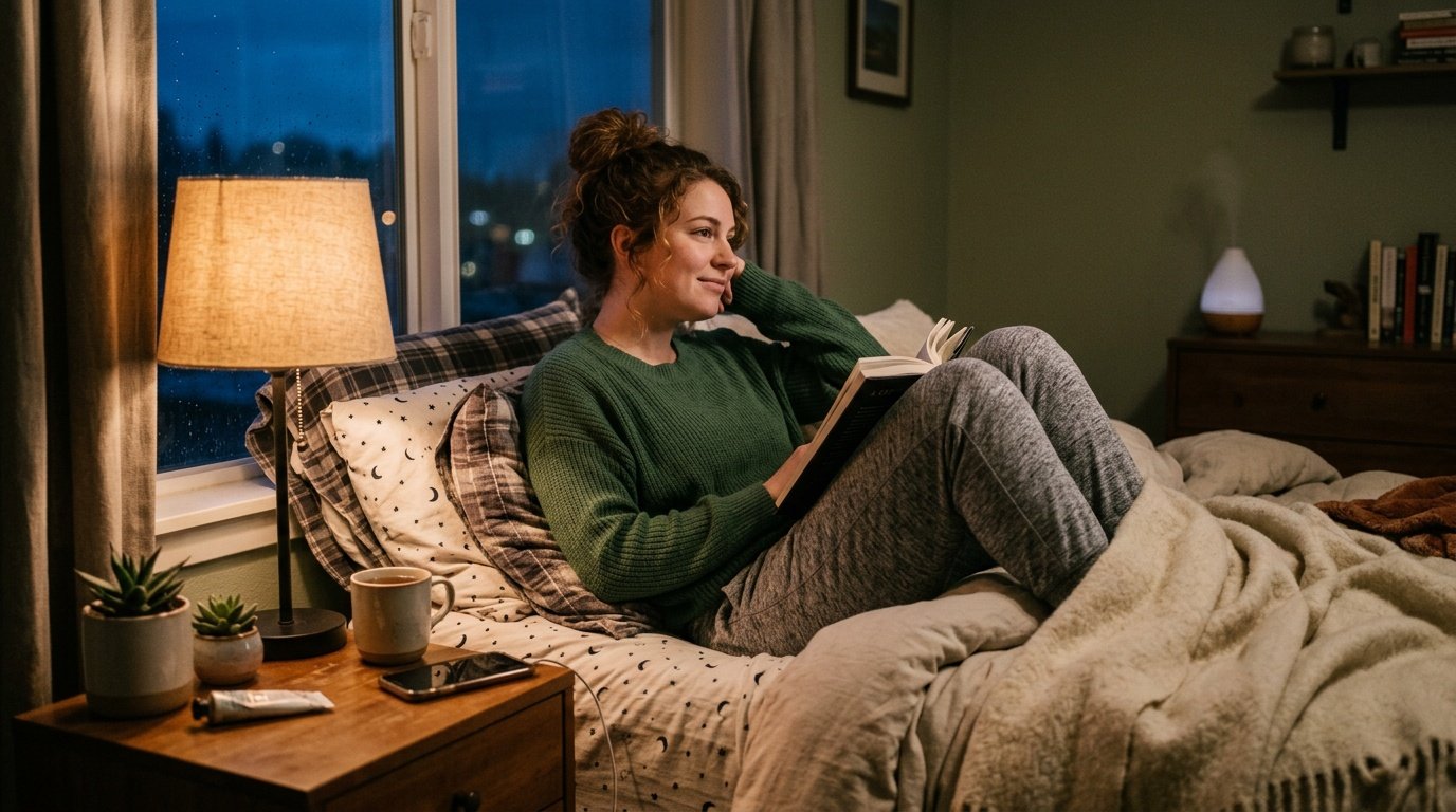evening wind-down routine supporting sleep and stress as part of easy weight loss tips at home