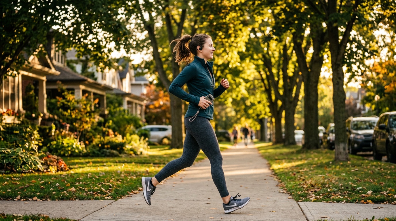 young adult walking outdoors following a healthy lifestyle routine for daily movement