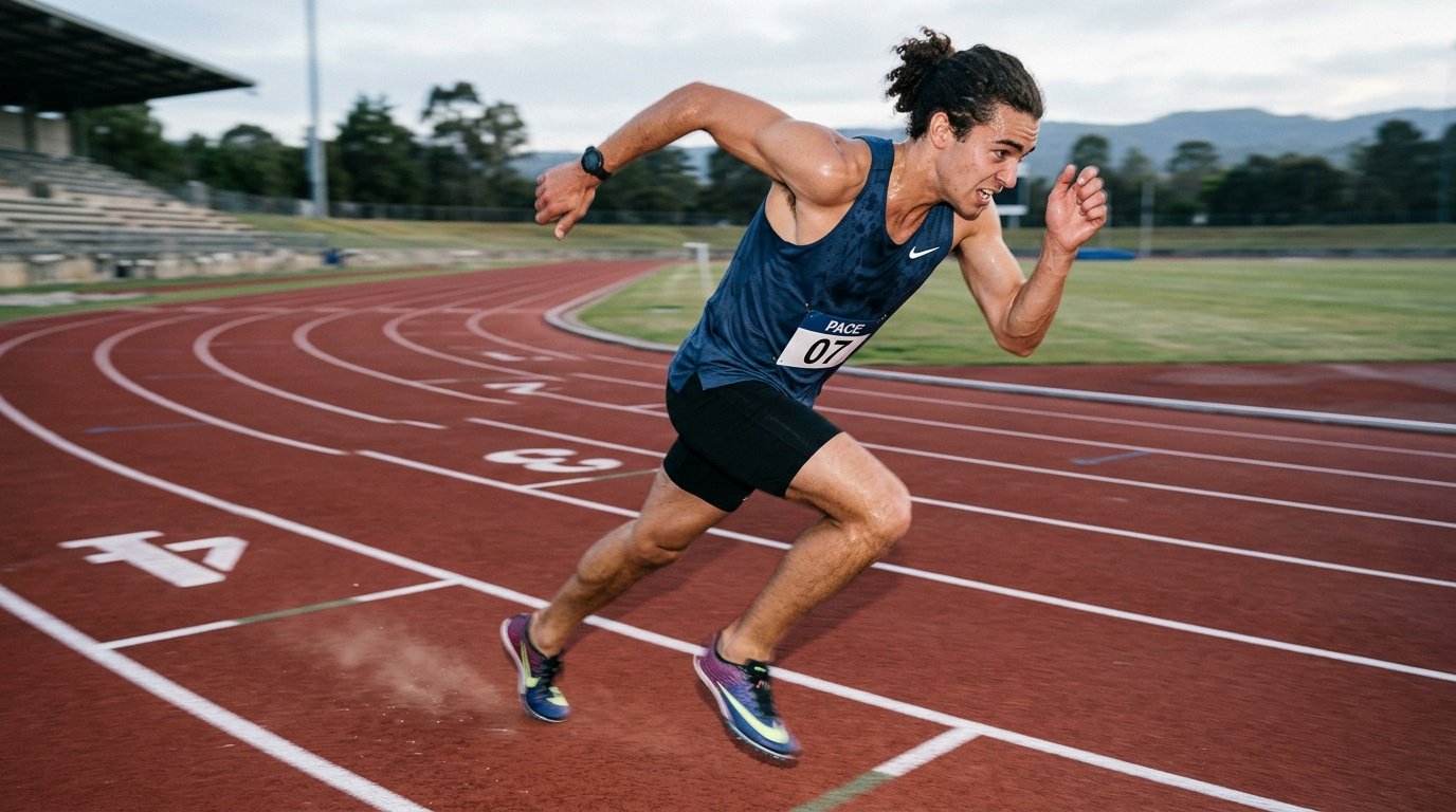 man performing interval sprints showing the afterburn effect from high-intensity training