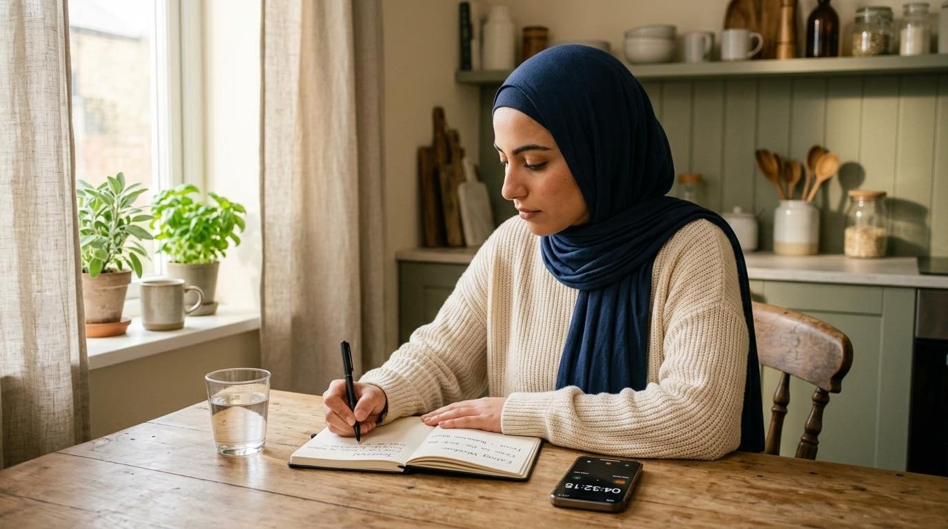 woman journaling her eating window schedule to avoid common intermittent fasting mistakes