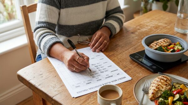 writing daily carb gram targets on a low carb diet plan worksheet