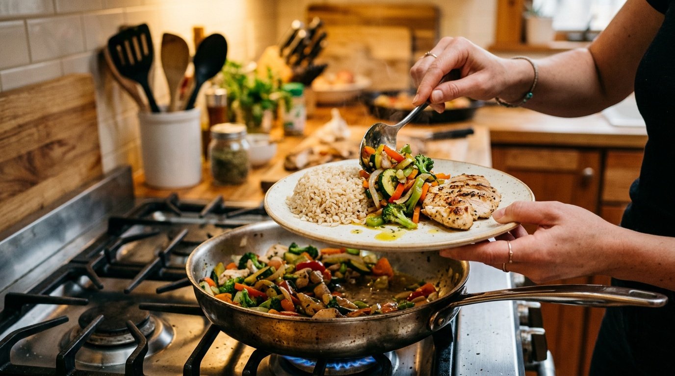 portion control easy weight loss tips at home using a smaller plate and stovetop serving