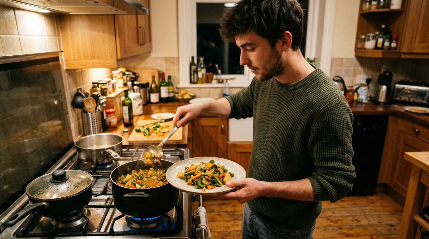 Smaller dinner plate used as one of several easy weight loss tips for portion control