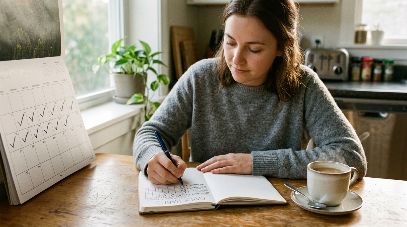 tracking realistic 90 day weight loss progress in a habit journal