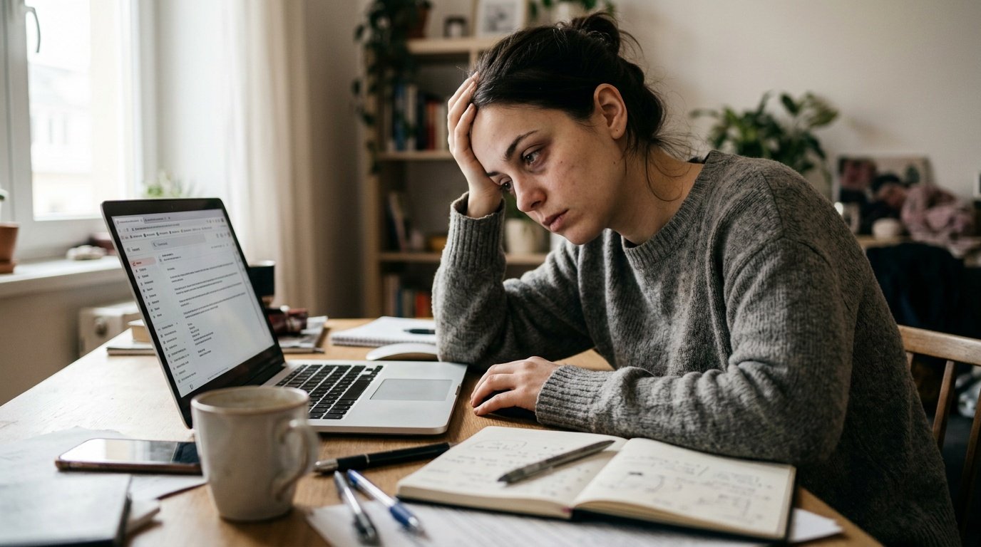 recovering from job burnout shown through a young professional slumped with fatigue at their desk