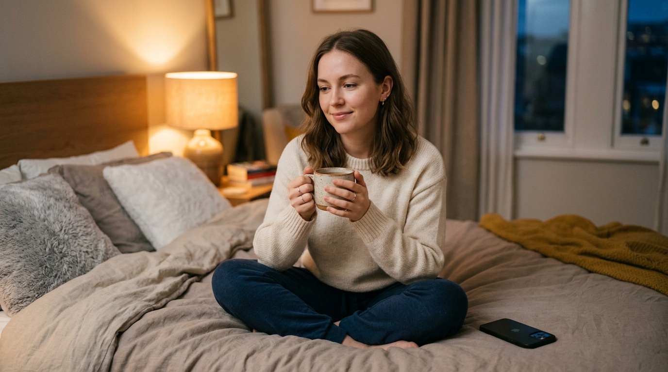 Calm evening wind-down routine supporting sleep, stress, and weight loss tips