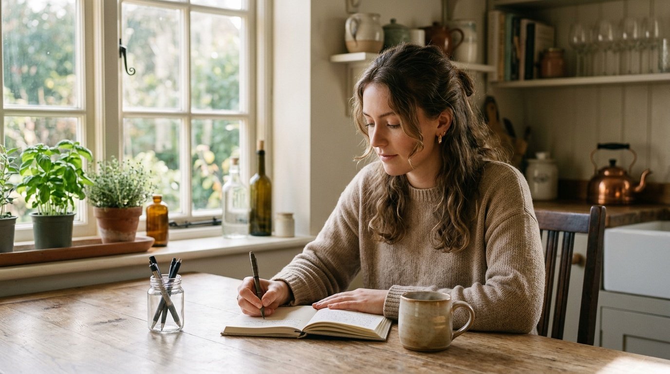 person journaling as part of a consistent stress management activities routine