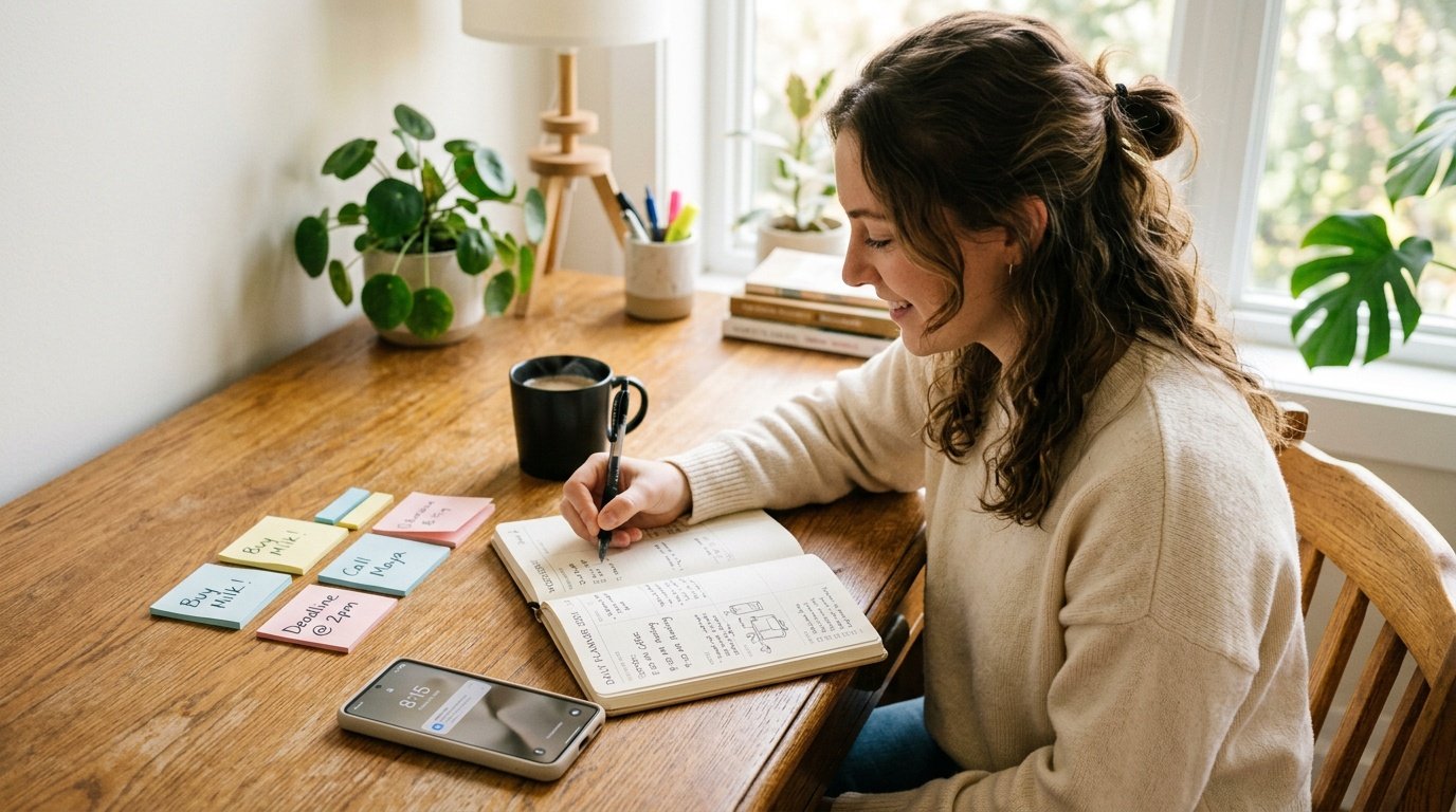 Person building a pre-event stress reduction routine for social anxiety in a planner