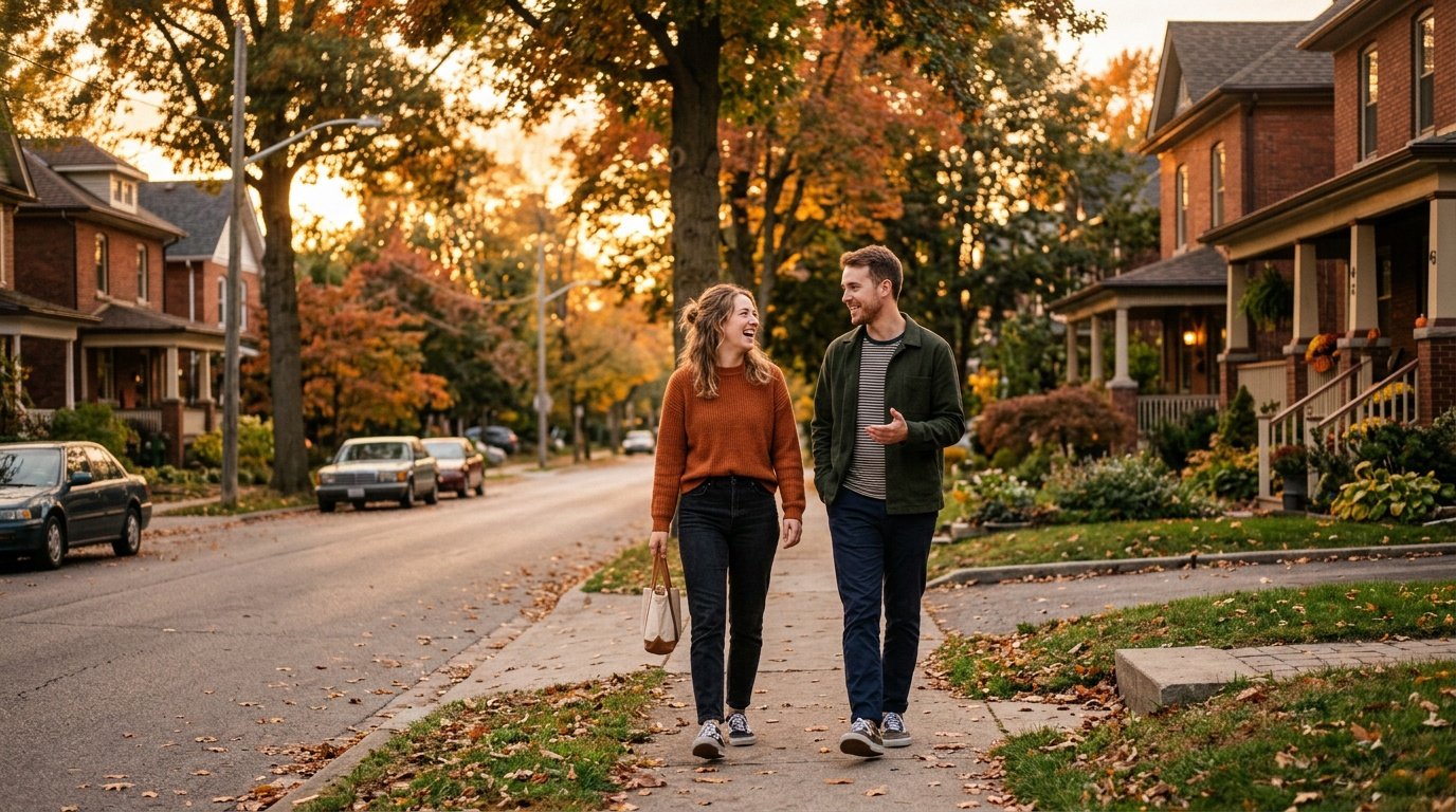 couple taking an evening walk together as one of several stress relief activities for couples