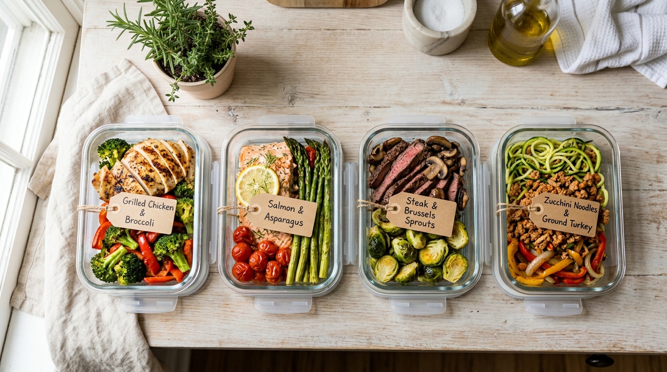 meal prep containers for a two week low carb diet plan