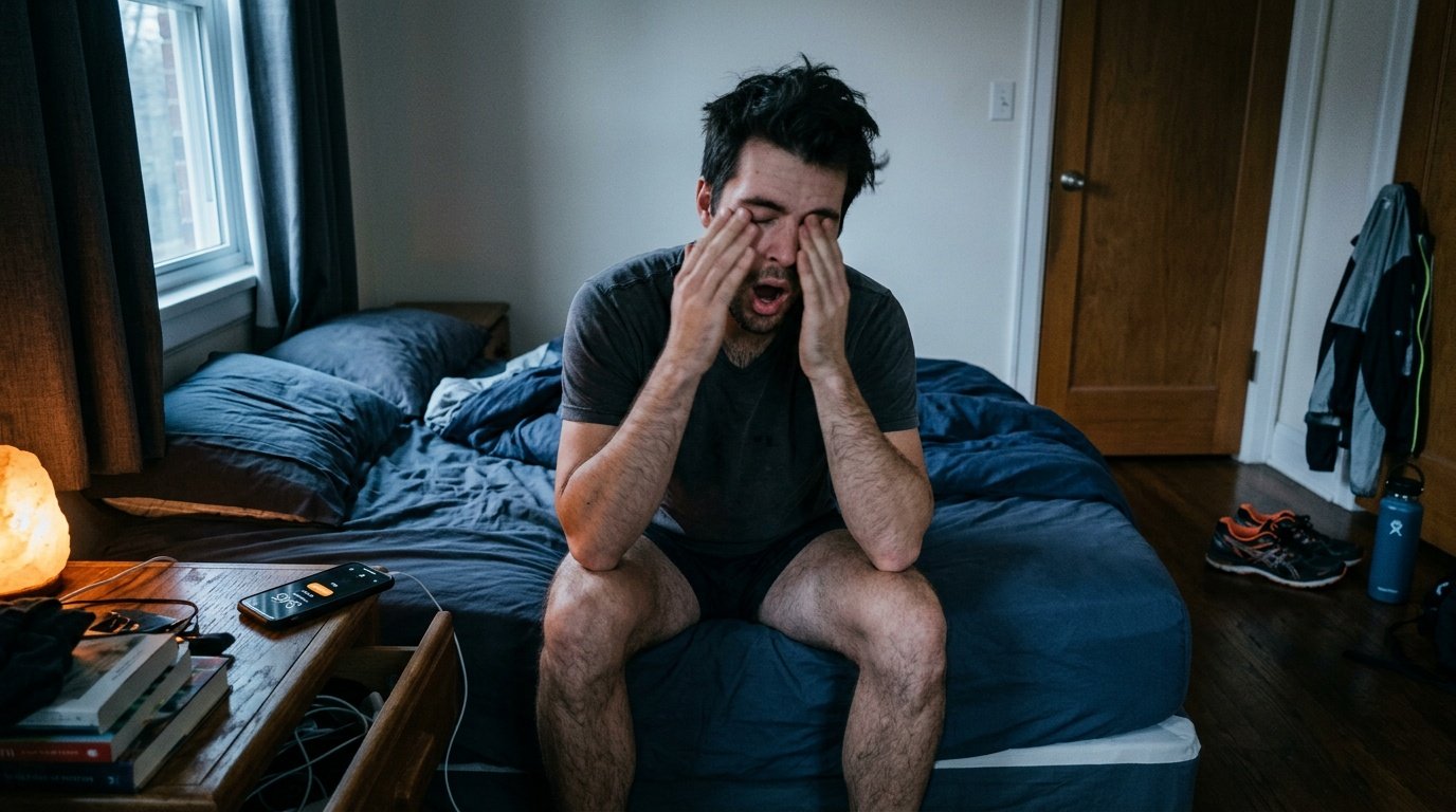 Young man waking up early to train, showing how chronotype affects workout timing