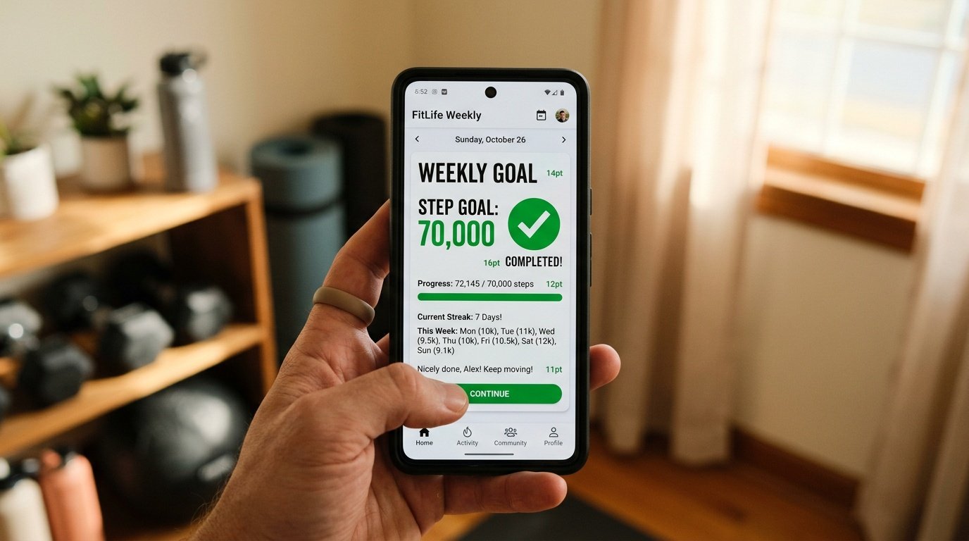 Setting a specific fitness target using a tracking app